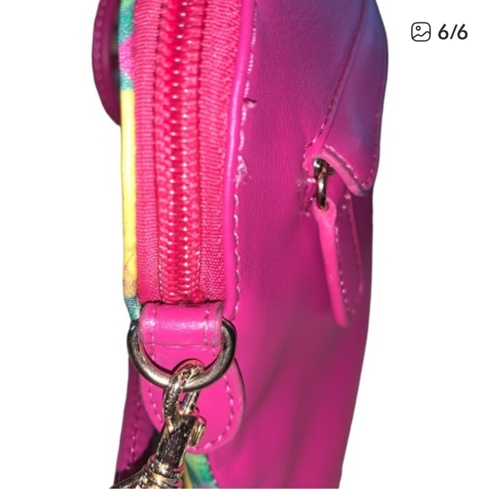 Sharif Pink Crossbody Bag with Yellow Floral Print EUC - Picture 6 of 6